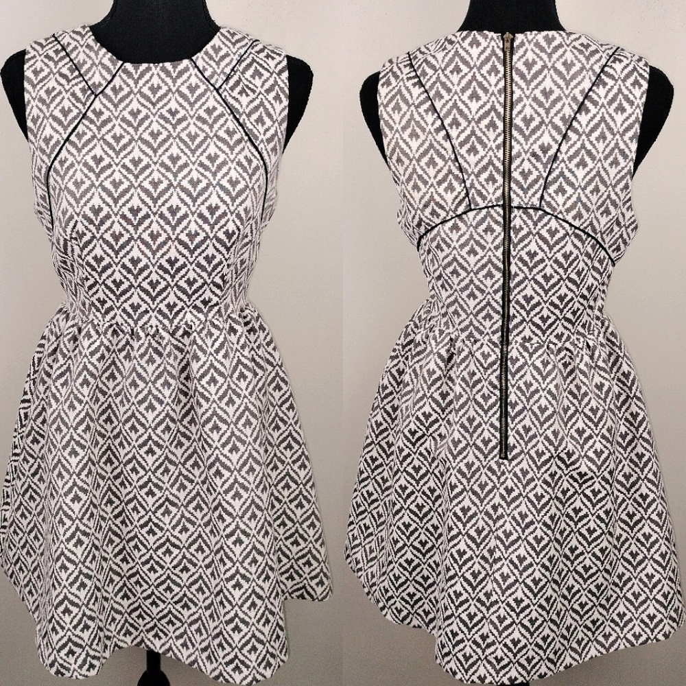 Anthropologie Under Skies The Mindy Silver Brocade Sleeveless Mini Dress